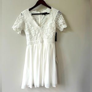 Lulus Angel in Disguise White Lace Skater Dress, size XS